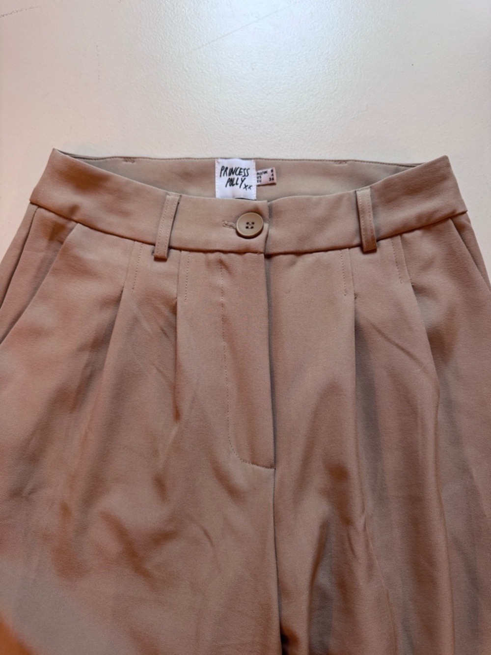 Princess Polly Tailored Pleated Trousers in Light Tan